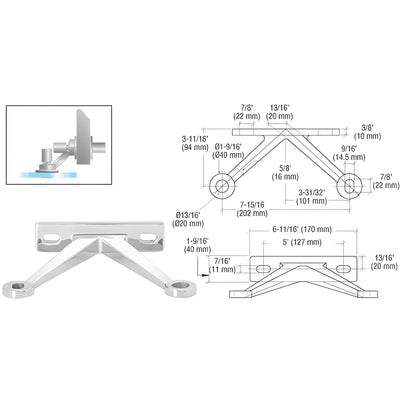 CRL Polished Stainless Heavy-Duty Spider Fitting Double Arm "V" Wall Mount Frame