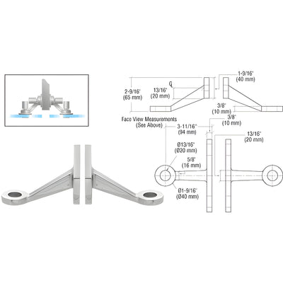 CRL Polished Stainless Heavy-Duty Spider Fitting Double Arm Fin Mount Frame