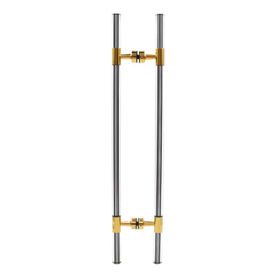 CRL Polished Brass 27" Overall Length Glass Mounted Ladder Style Pull Handle with Acrylic Full Inserts