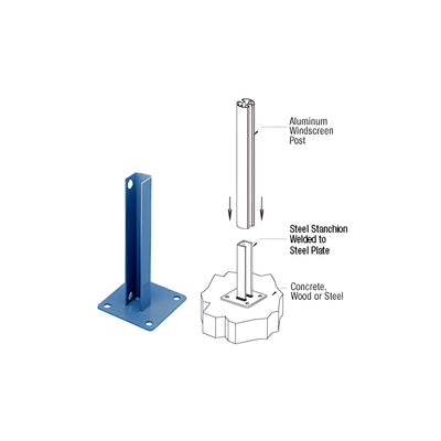 CRL Custom Color AWS Steel Stanchion for 180 Degree Round or Rectangular Center or End Posts