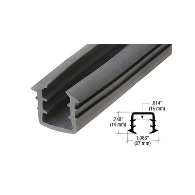 CRL Roll Form Cap Rail Black Rubber Insert for 1/2" and 5/8" Monolithic Glass and 9/16" (13.52 mm) Laminated Glass