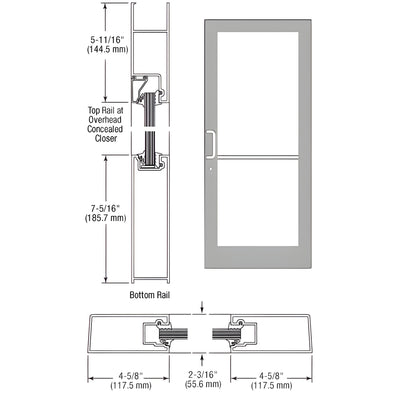 CRL-U.S. Aluminum Clear Anodized Class 1 IG500 Series Custom Single StormFront™ Geared Hinged Entrance for Concealed Overhead Closer