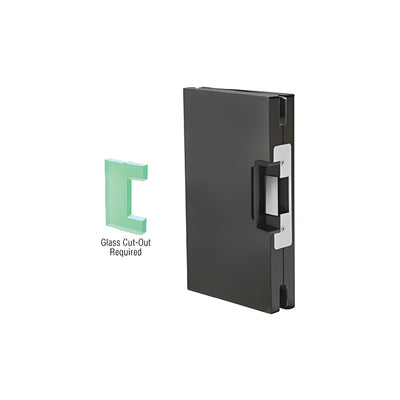 CRL Matte Black 6" x 10" LH/RHR Custom Center Lock Glass Keeper With Deadlatch Electric Strike