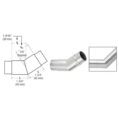 CRL Polished Stainless 147 Degree Flush Angle for 1-1/2" Tubing