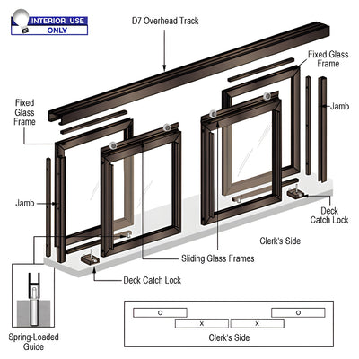 CRL Horizontal Sliding Diane Model Pass-Thru Assembly With D7 Header