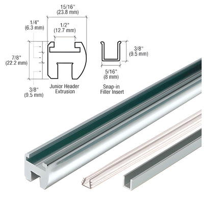 CRL Polished Chrome 98" Junior Frameless Shower Door Header Kit