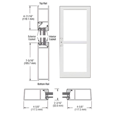 CRL-U.S. Aluminum White KYNAR® Paint IG600 Series Custom Single StormFront™ Gear Hinged Entrance for Panic and Surface Closer