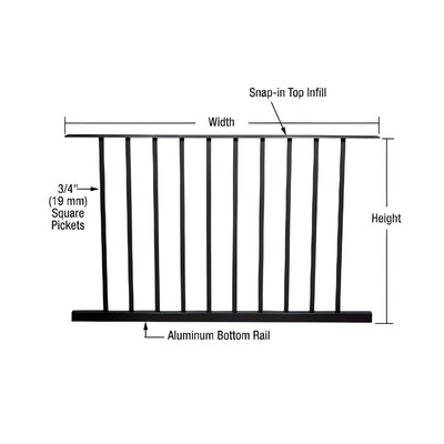 CRL Matte Black 200, 300, 350, and 400 Series 48"W x 42"H Picket Panel