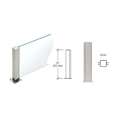 CRL Brushed Stainless 18" High 1-1/2" Square PP43 Plaza Series Counter/Partition Center Post