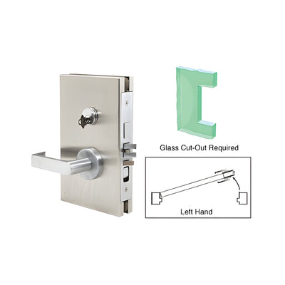 CRL Brushed Stainless 6" x 10" LH Center Lock With Deadlatch in Entrance Lock Function