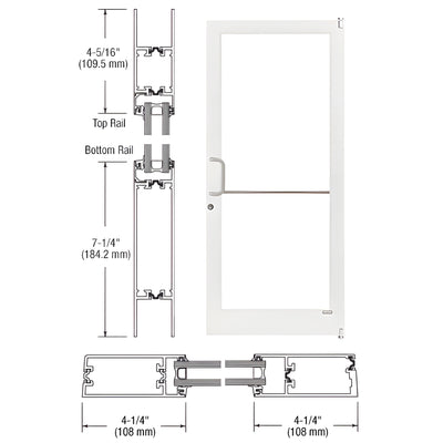 CRL-U.S. Aluminum White KYNAR® Paint Custom Single Series 400T Thermal Medium Stile Offset Pivot Entrance Door for Surface Mount Door Closer