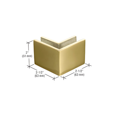 CRL 2-1/2" x 2" Polished Brass 90º Outside Corner Mall Front Clamp