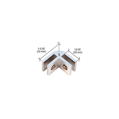 CRL Chrome Two-Way Aluminum 90 Degree Glass Connector