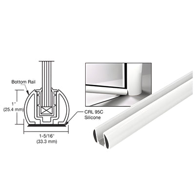 CRL Sky White 241" Bottom Rail Only for the Aluminum Windscreen System