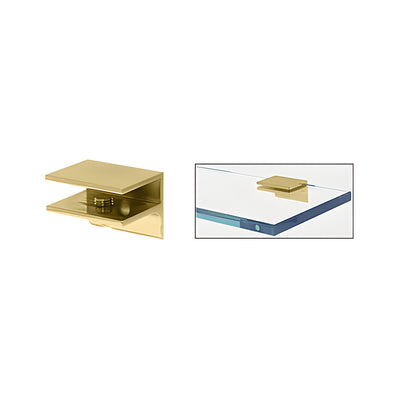CRL Brass Square Interior Shower Shelf Clamp with Support Leg