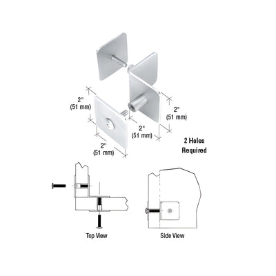 CRL Brushed Stainless Bullet Resistant Protective Barrier System 90 Degree Top or Mid-Mount Inside Clamp