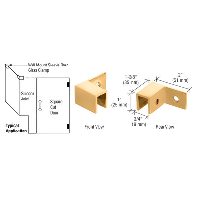 CRL Satin Brass Left Hand "Sleeve Over" Wall Mount Glass Clamp