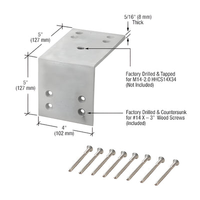 CRL Zinc Plated Wood Mount L-Angle Kit M14-2.0