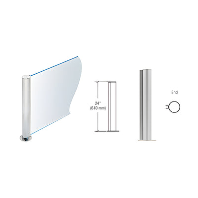 CRL Brushed Stainless 24" Round PP08 Elegant Series Counter/Partition End Post