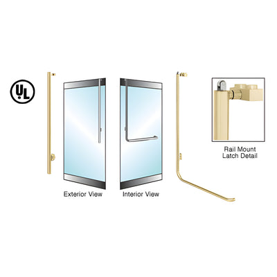 CRL-Blumcraft® Satin Brass Left Hand Reverse Rail Mount Keyed Access "JS" Exterior, Top Securing Panic Handle