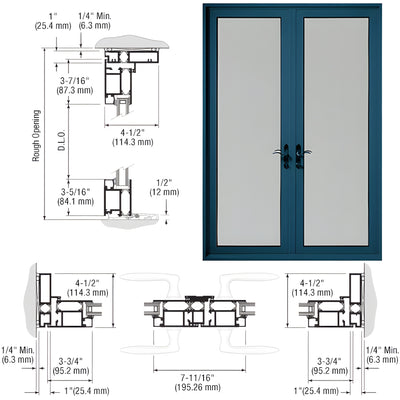 CRL-U.S. Aluminum Custom KYNAR® Paint Custom Pair Series 900 Butt Hinged Terrace Doors for Surface Mount Door Closers
