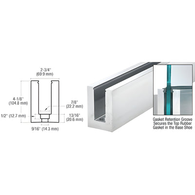 CRL B7S Series Custom Length Square Base Shoe Drilled for 3/4" Glass