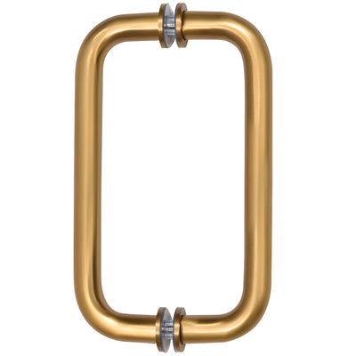 CRL Modern Gold 8" Back-to-Back Solid Brass 3/4" Diameter Pull Handles with Metal Washers