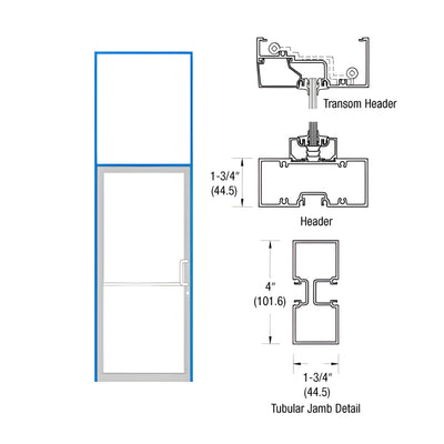 CRL-U.S. Aluminum Clear Anodized 39-1/2" x 126" 400 Series Left Hand Transom Frame for Offset Pivot Using Surface Mount Closer