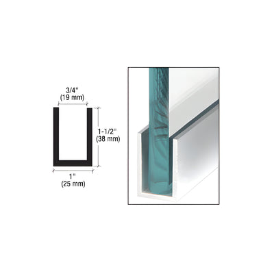 CRL Brite Brushed Anodized Wet / Dry Glaze 1-1/2" Deep U-Channel 120" Stock Length