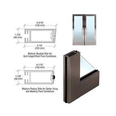 CRL 4" Dark Bronze Medium Stile Clad Full Framed Door