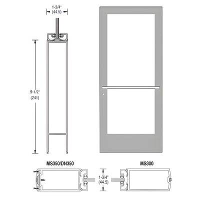 CRL-U.S. Aluminum Clear Anodized 400 Series Medium Stile Active Leaf of Pair 3'0 x 7'0 Center Hung for OHCC w/Standard Push Bars Complete Door Std. Lock & 9-1/2" Bottom Rail