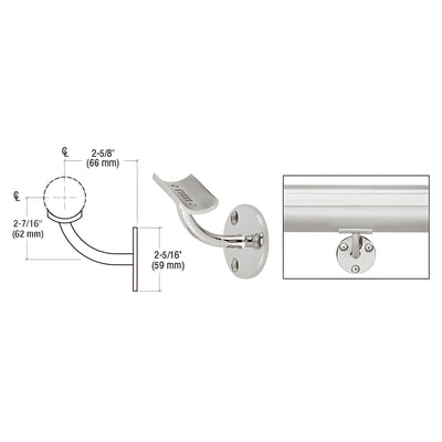 CRL Polished Stainless Del Mar Series Surface Mounted Hand Railing Bracket for 2" Tubing