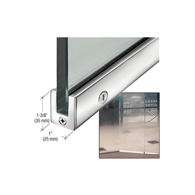 CRL Polished Stainless 1-3/8" RH from Outside Tall Slender Profile Door Rail With Lock Custom Length