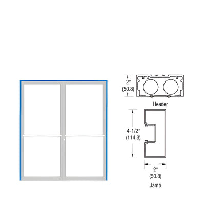 CRL-U.S. Aluminum Custom Size 451 Series Clear Anodized Class 1 Blank Up and Over Double Door Frame