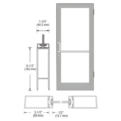 CRL-U.S. Aluminum Clear Anodized Series 400 Custom Single 36" x 84" Medium Stile Butt Hinge Entrance Door
