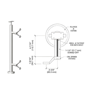 CRL Polished Stainless 42" P6 Series Spider End Post Railing Kit