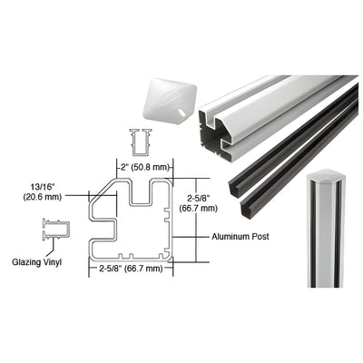 CRL Silver Metallic AWS 2" x 2-5/8" Rectangular 90 Degree 36" Corner Post Kit