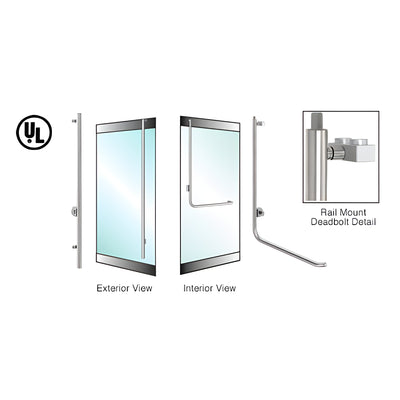 CRL-Blumcraft® Brushed Stainless Left Hand Reverse Rail Mount Cylinder/Thumbturn 'FS' Top Securing Deadbolt Exterior Handle for 5/8" Glass