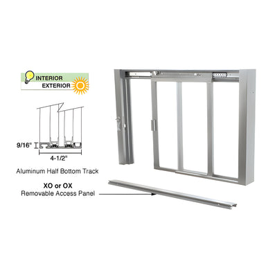 CRL Satin Anodized Self-Closing Deluxe Sliding Service Windows with Aluminum Half Bottom Track