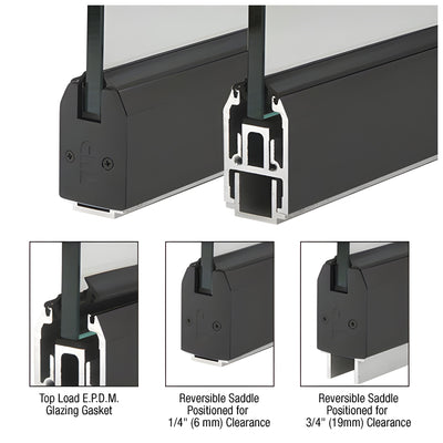 CRL Black Powder Coat 2-5/16" x 120" Length Low Profile Tapered Sidelite Rail With Saddle