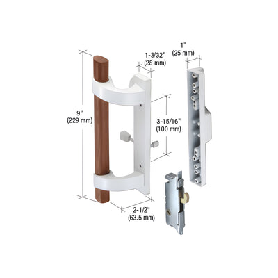 CRL White Sliding Glass Door Handle with Mortise Lock