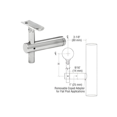 CRL 316 Polished Stainless Sunset Series Post Mounted Hand Rail Bracket