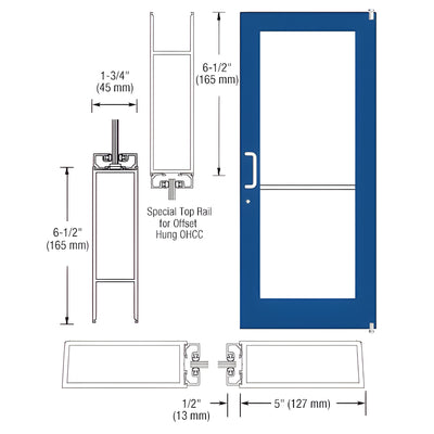CRL-U.S. Aluminum Custom KYNAR® Paint Custom Single Series 550 Wide Stile Offset Pivot Entrance Door for Overhead Concealed Door Closer