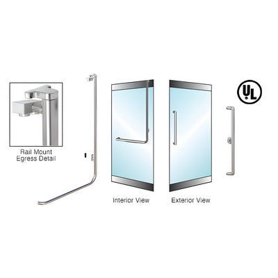 CRL-Blumcraft® Brushed Stainless Right Hand Reverse Rail Mount Keyed Access "X" Exterior Top Securing Electronic Egress Control Handle