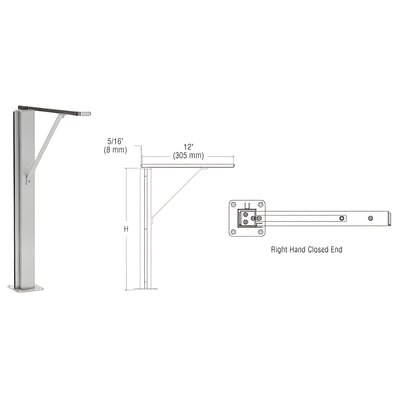 CRL Brushed Stainless Right Hand Closed End 24" Plaza Series Sneeze Guard Post With Top Shelf