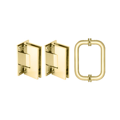 CRL Polished Brass Vienna Shower Pull and Hinge Set