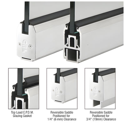 CRL Satin Anodized 2-5/16" x 240" Length Low Profile Tapered Sidelite Rail With Saddle