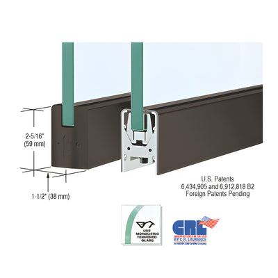 CRL Oil Rubbed Bronze 1/2" Glass Low Profile Square Door Rail Without Lock - Custom Length