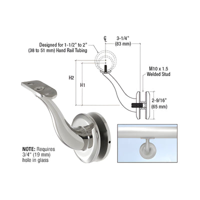 CRL Polished Stainless Steel Meridian Series Glass Mount Bracket