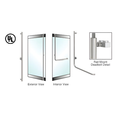 CRL-Blumcraft® Brushed Stainless Left Hand Reverse Rail Mount Cylinder/Thumbturn 'F' Top Securing Deadbolt Exterior Handle for 5/8" Glass